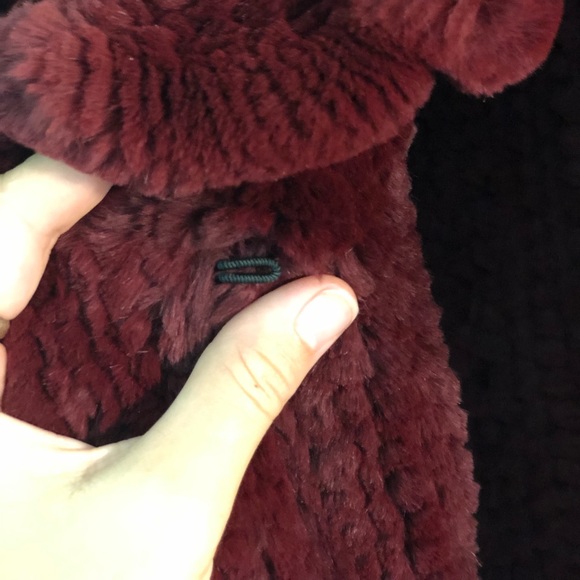 Trilogy Collection: Tibetan Rabbit Maroon Fur Coat - Picture 2 of 7